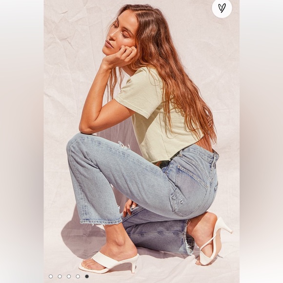 Agolde 90s Mid Rise Light Wash Loose Fit Distressed Jeans size 27 - Picture 4 of 9